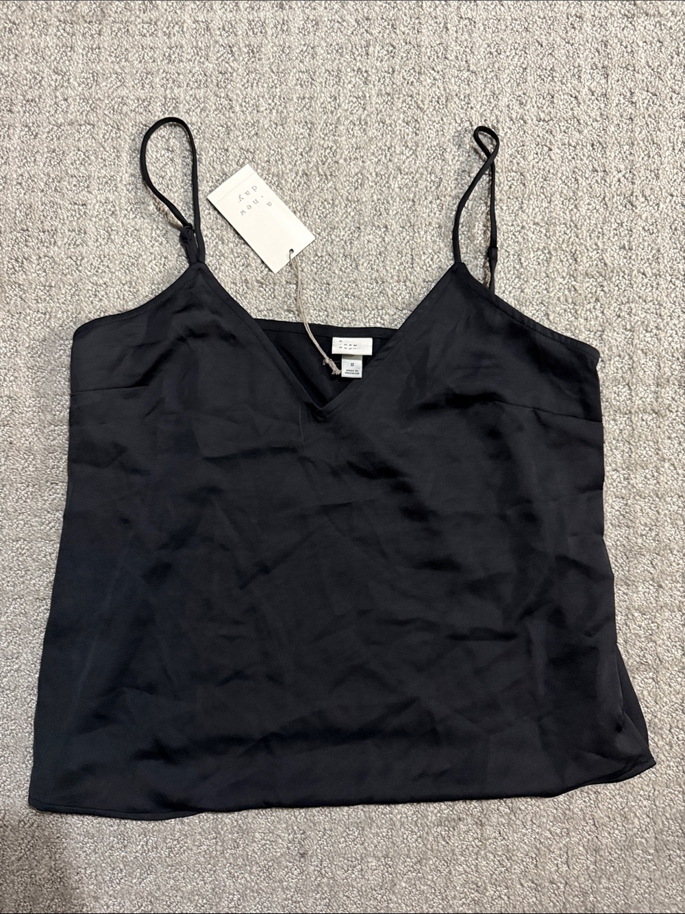 a new day Black Satin V-Neck Camisole